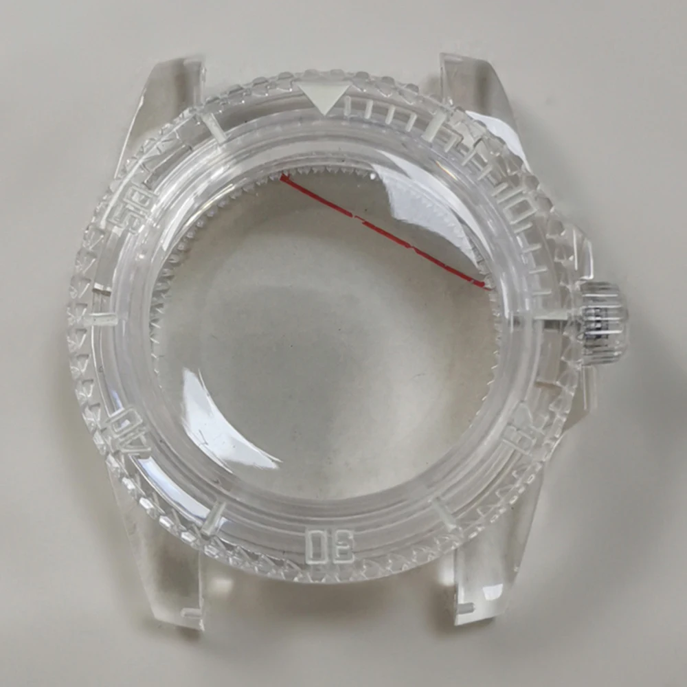 40MM Plastic Watch Case with Acrylic Mirror SUB Green Luminous for 8215 8200 821A for Mingzhu 2813 Automatic Mechanical Movement