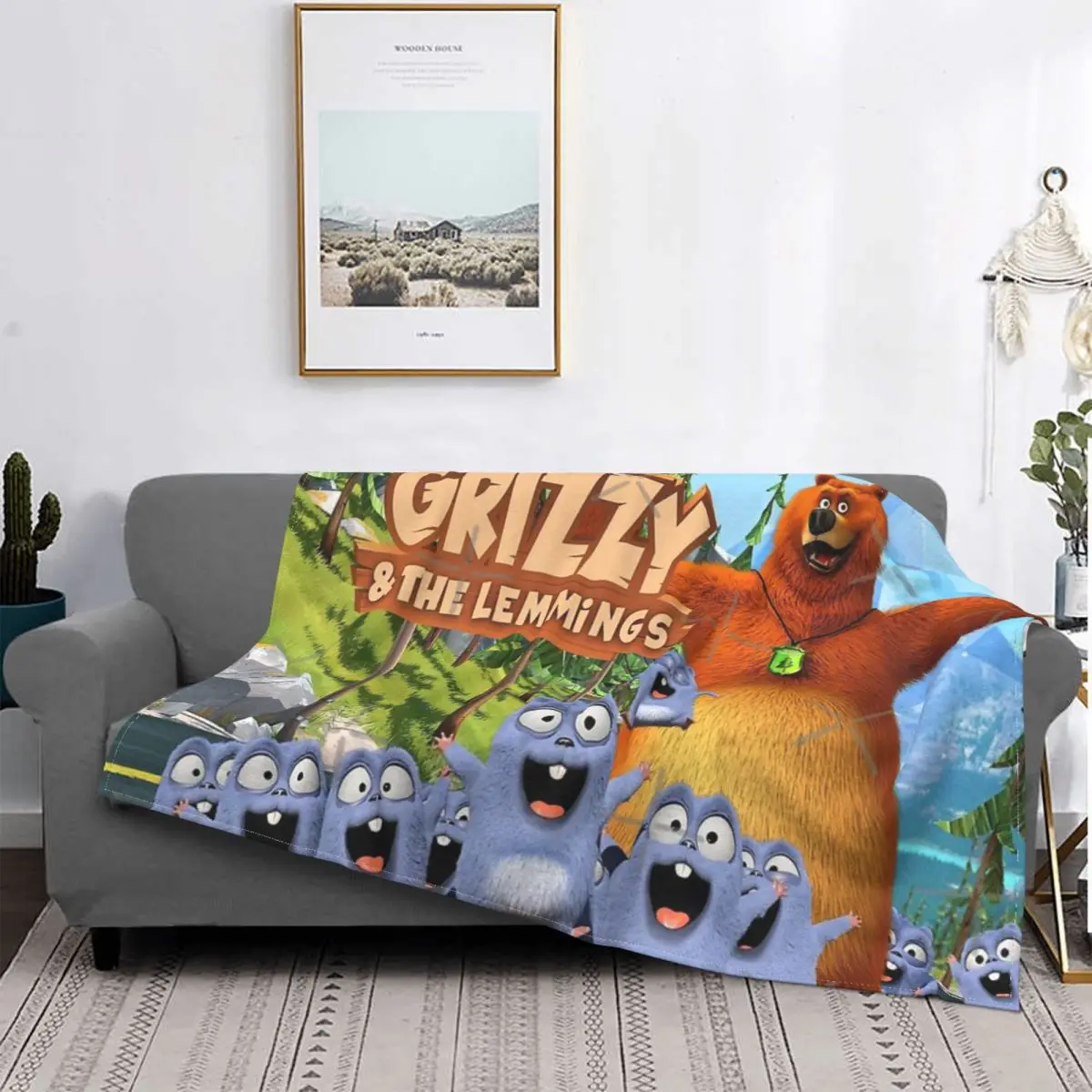 

Grizzy And The lemtimes 2-manta a quadros para cama, cubrecama, sofa, manta de lana, pickick