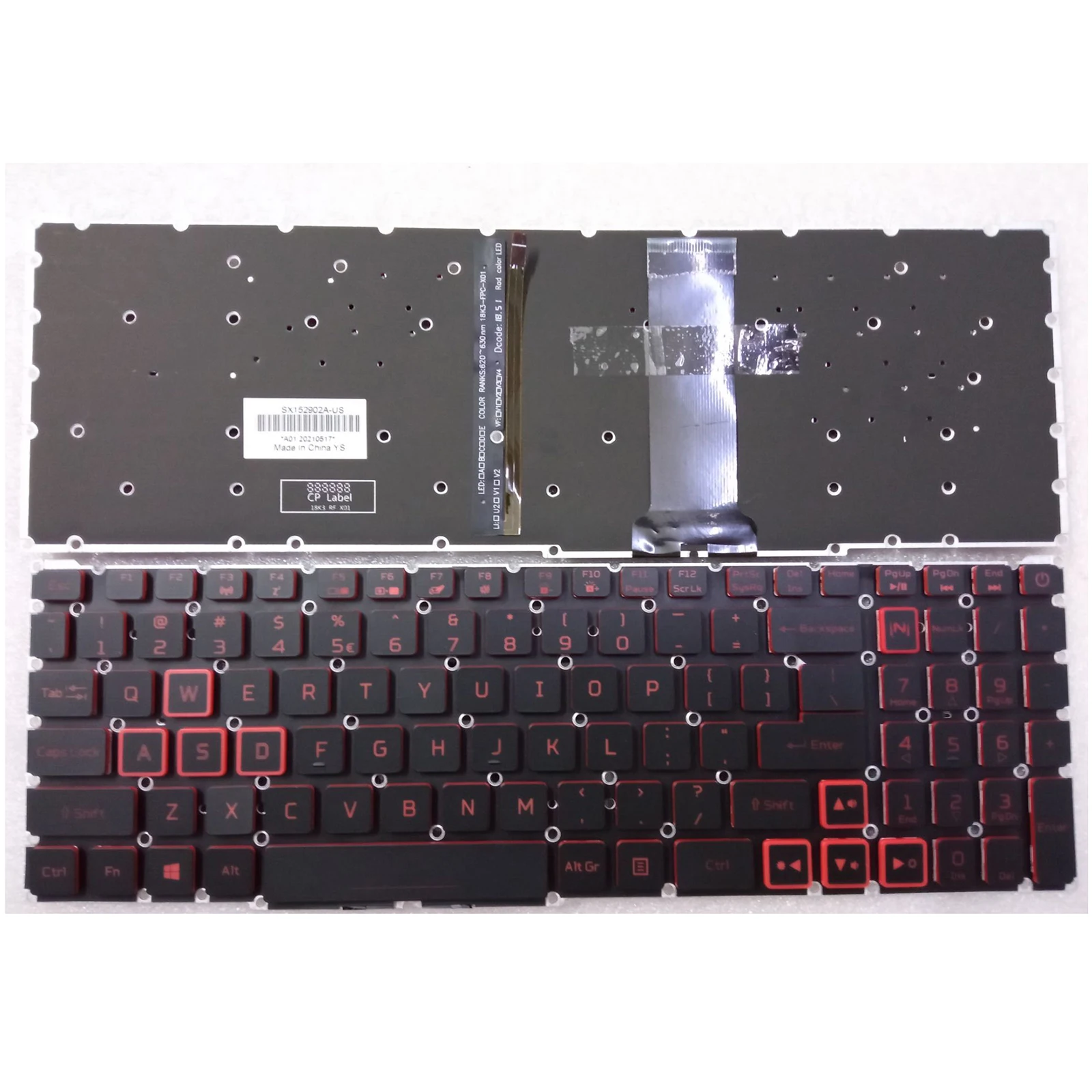 Клавиатура US для Acer Nitro 5 AN515-54 AN515-54-54W2 AN715-51 с подсветкой NK115130NE