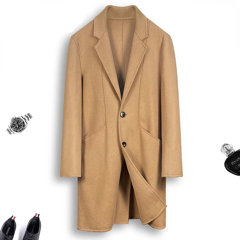 

2022 New Male Wool Blends Coats Spring Autumn Warm Solid Color High Quality Men's Wool Jacket Luxurious Brand Clothing Q138