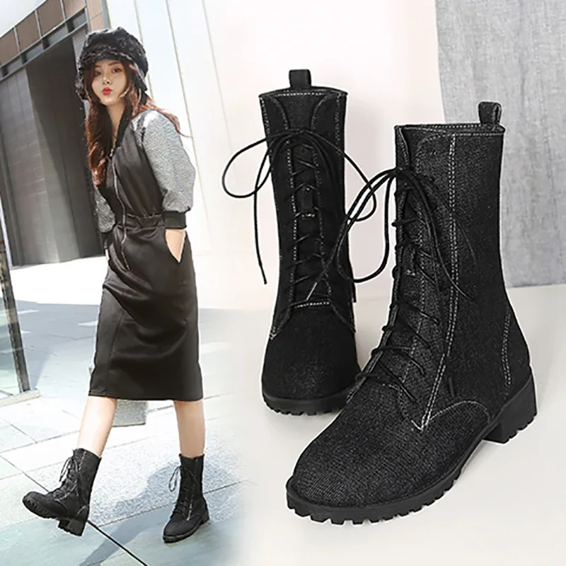 ASIOFU/Новые популярные женские ботильоны ручной работы джинсовые кожаные короткие