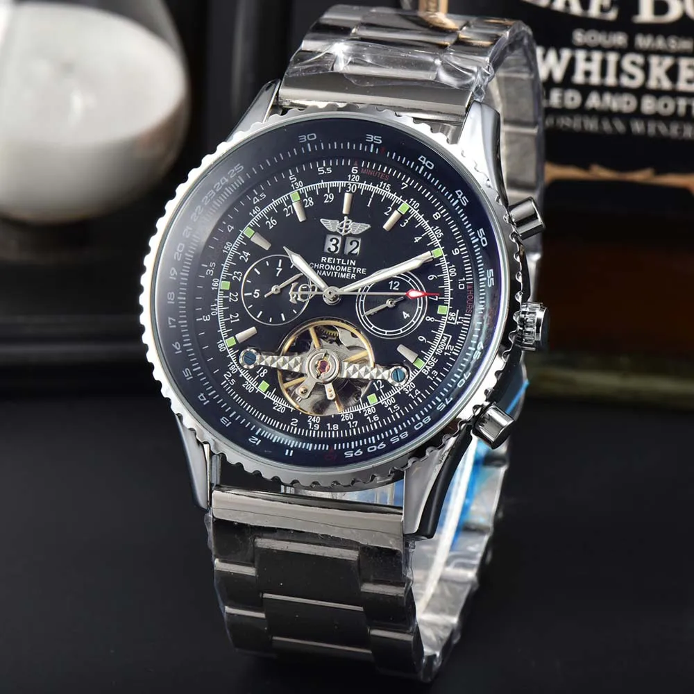 

Top AAA+ Breitling Watches For Mens Multifunction Stainless Steel Automatic Mechanical Tourbillon watch High Qulaity AAA Clocks
