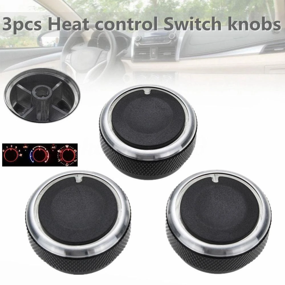 

3pcs Black Silver Switch Knob Heater Climate Control Button A/C For Toyota Tacoma Vios 02-14 Car Accessories