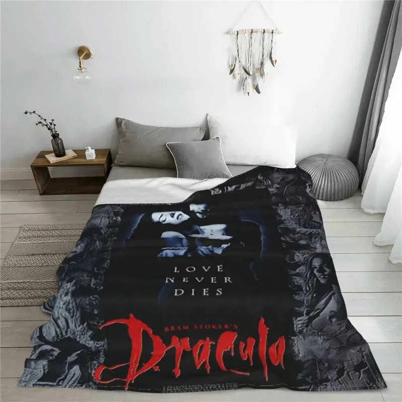 

Dracula Flannel Textile Decor Horror Movie Vampire Portable Super Soft Throw Blankets For Bed Outdoor Plush Thin Quilt