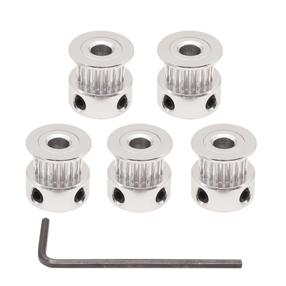 

5Pcs GT2 20 Teeth 5mm Bore Timing Pulley Aluminum Synchronous Wheel for 6mm Belt, Compatible with RepRap 3D Printer Prusa i3