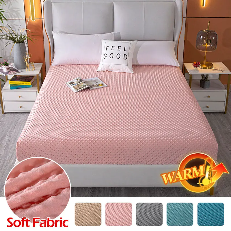 

Beanie Bed Cover Queen Sheet Breathable Mattress Cover Embossed Quilted King Mattress Protector Sheet (No Pillowcase)