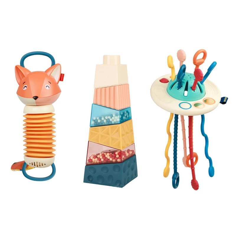 

Sensory Rattle Pendant Handhold Puller Auditory Simple Dimple Toy for Stroller Crib Handshake Bell Newborn Toddler Gift QX2D