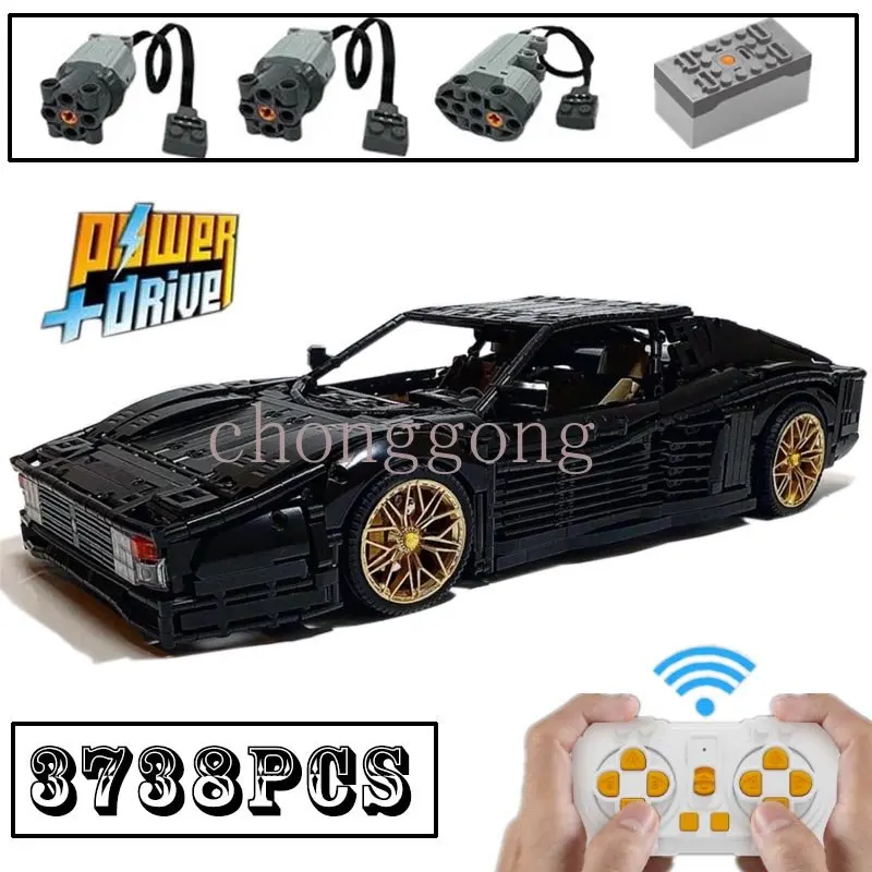 

Новинка 3738 шт., модель суперавтомобиля Testarossa, подходящая модель дороги, строительные блоки, кирпичи, игрушки для детей, рождественские подар...
