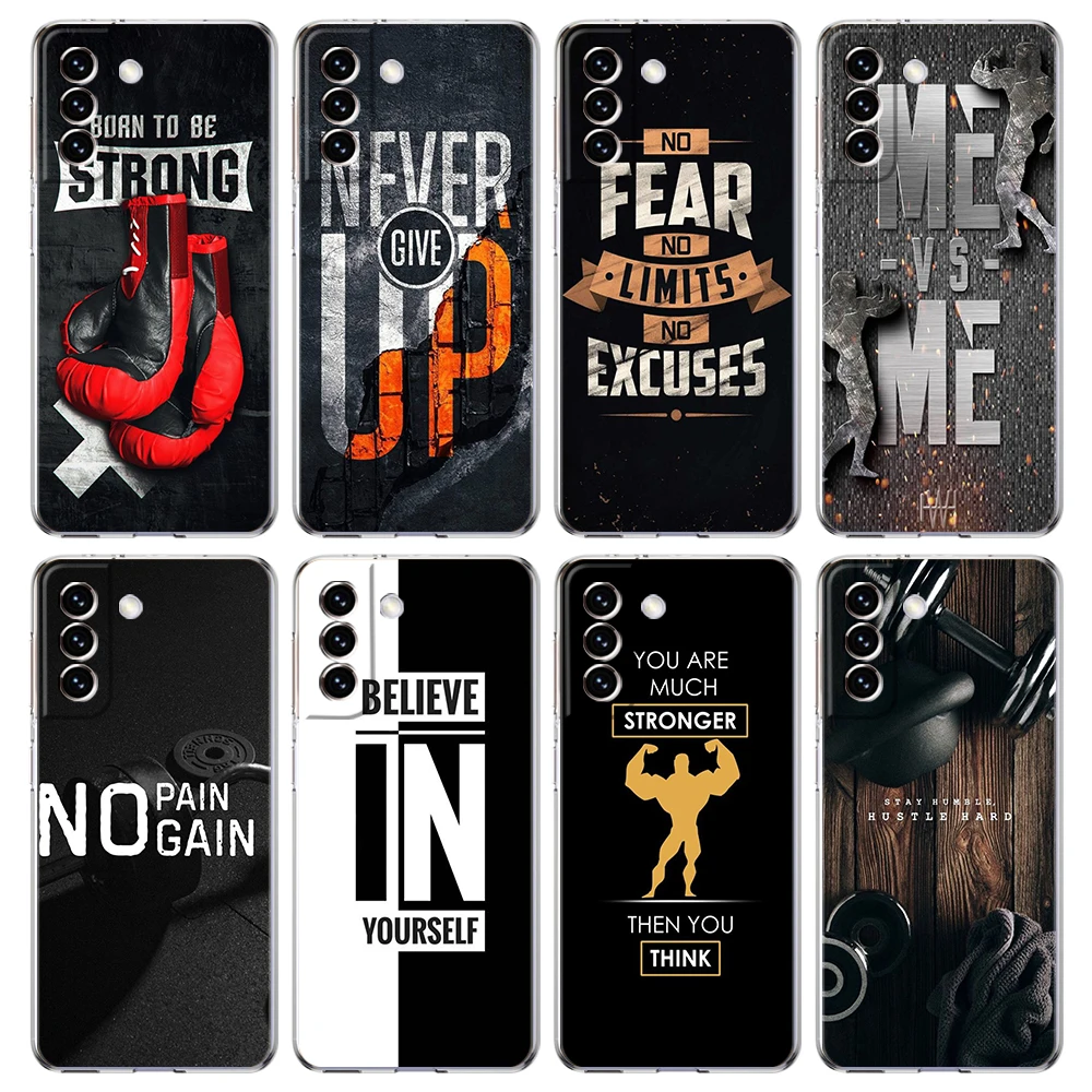 

Bodybuilding Gym Fitness Phone Case Cover for Samsung Galaxy S22 S21 S20 Ultra S21 S20 FE S22 S21 S20 S10 Transparent Soft Shell