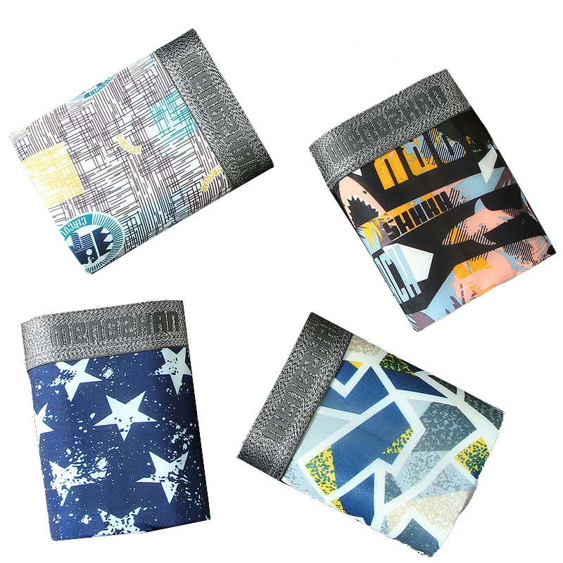 

Нижнее белье мужское 4 шт./лот, модные боксеры, Брендовые мужские трусы, дышащие шорты, с выпуклым гульфиком