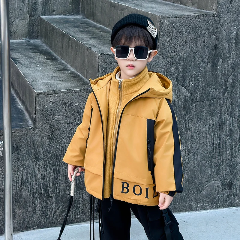 Children's Cotton-padded jacket Boys' Jacket 2024 New Clothing Three-in-One Fleece-lined Liner Winter clothes Quil...
