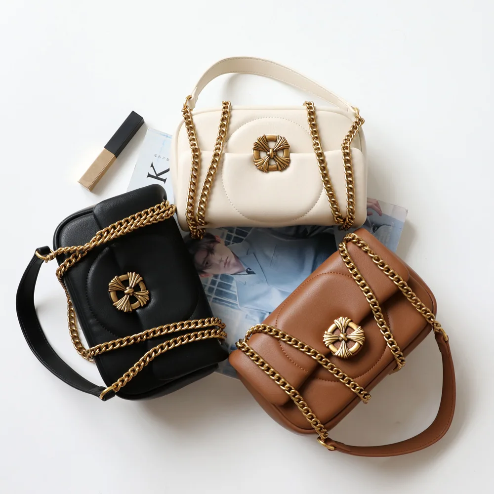 

Cowhide Chain Small Square Bag Women's 2023 New One Shoulder Bag Small Crossbody Bag