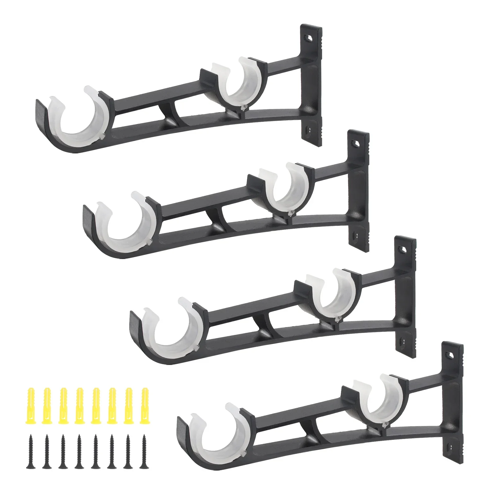 4 шт. черные двойные кронштейны из алюминиевого сплава для занавесок Римский
