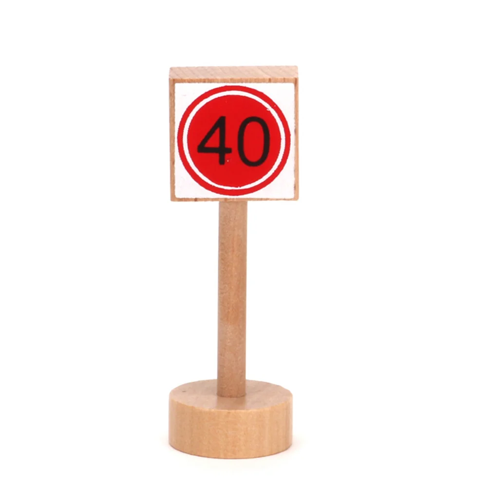 

10 Pcs Toddler Car Toys Traffic Signs Kids Education Wood Roadblock Scene Accessories Educational Game Cake