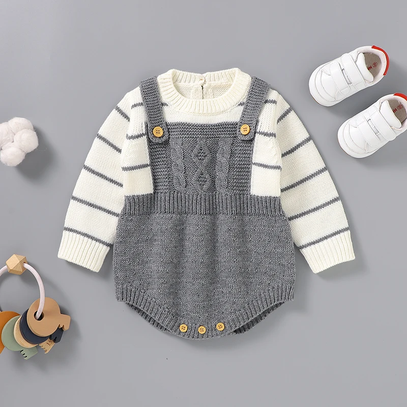 

Baby Bodysuits Winter Long Sleeve One Piece Knitted Newborn Boys Girls Onesie Outfit Autumn Toddler Infant Outwear Clothes 0-18m