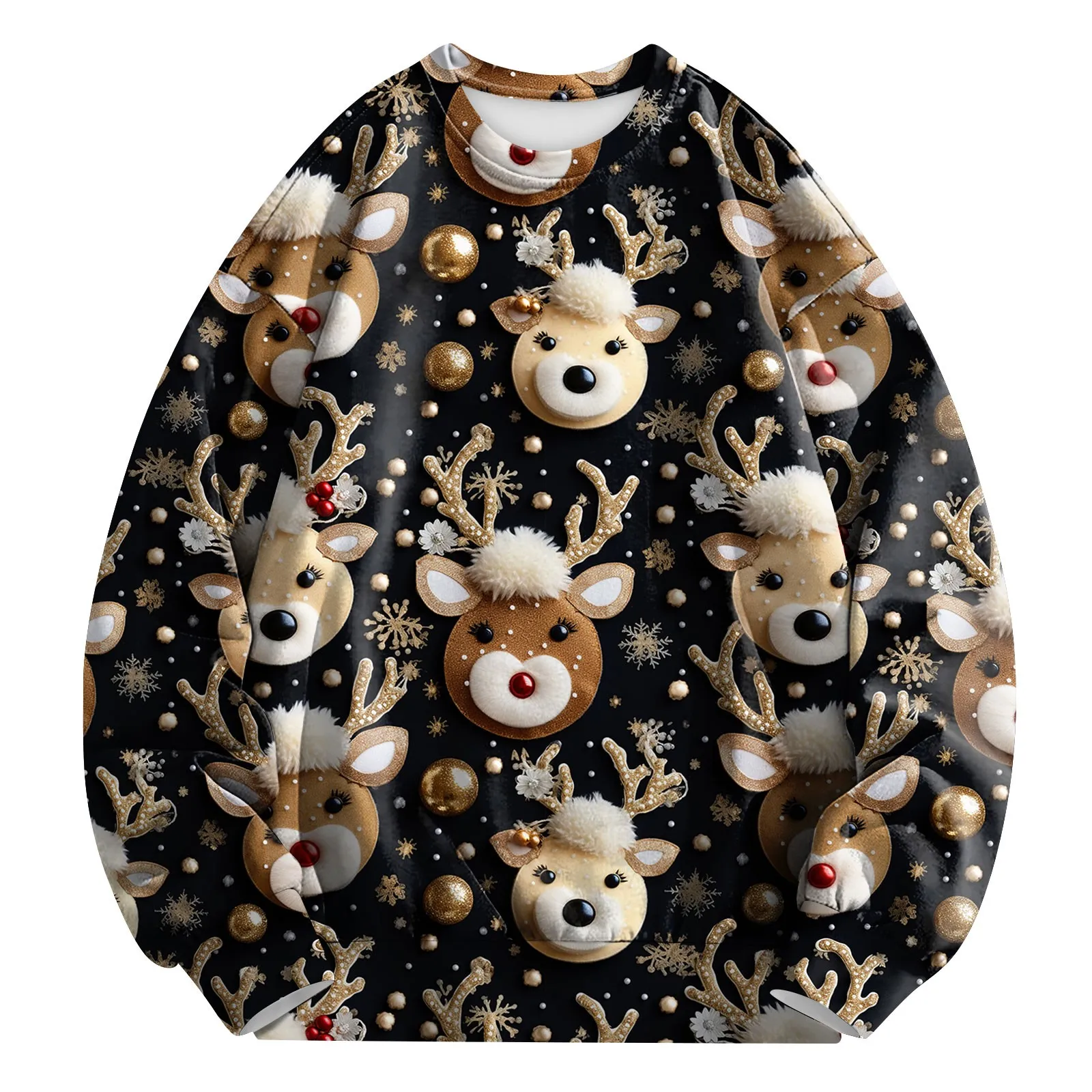 

New Christmas Sweatshirt Women Clothing Cute Santa Claus Print Clothing Oversized Long Sleeve Tops Girl Fashion Design Apparel