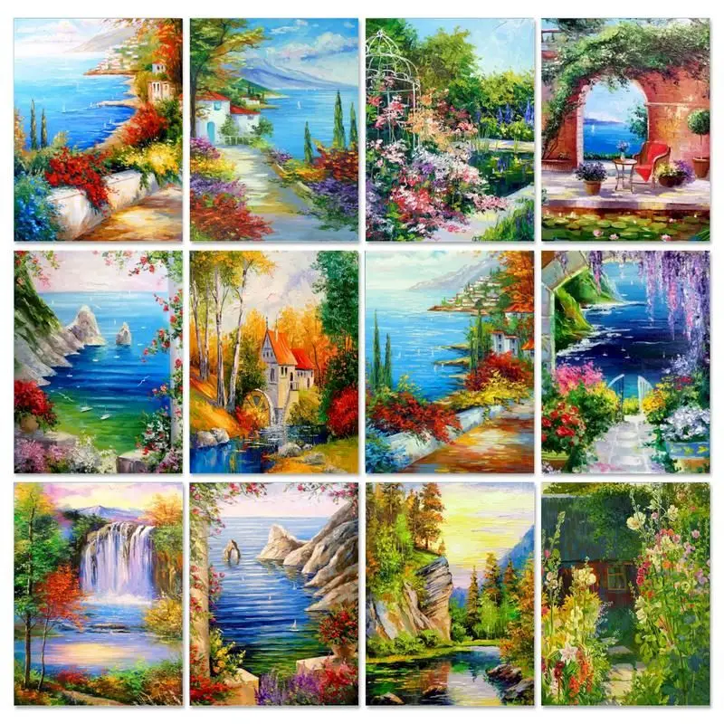 

GATYZTORY Unframe Pictures By Numbers Kits Scenery On Canvas Drawing Painting By Number Kill Time Home Wall Decor Artwork