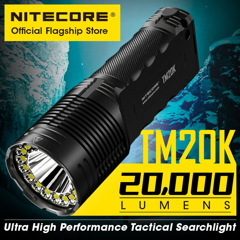 Тактический фонарик NITECORE TM20K 20000 люмен мощный перезаряжаемый от USB супер яркий