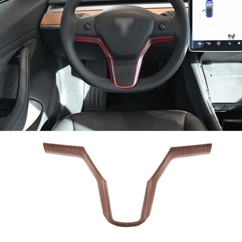 

Для Tesla Model 3 2017 2018 2019 2020 ABS груша древесина зернистость Автомобильная рамка рулевого колеса отделка крышка модификация интерьера