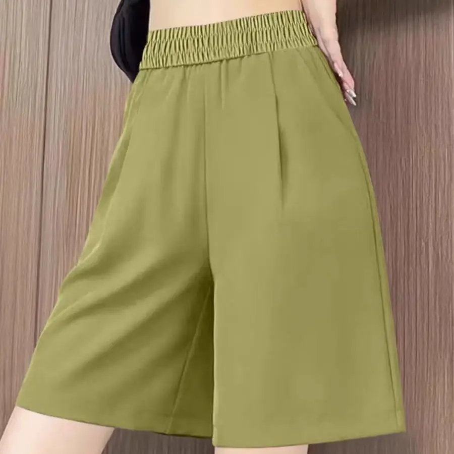 Брюки женские с завышенной талией повседневные плиссированные однотонные