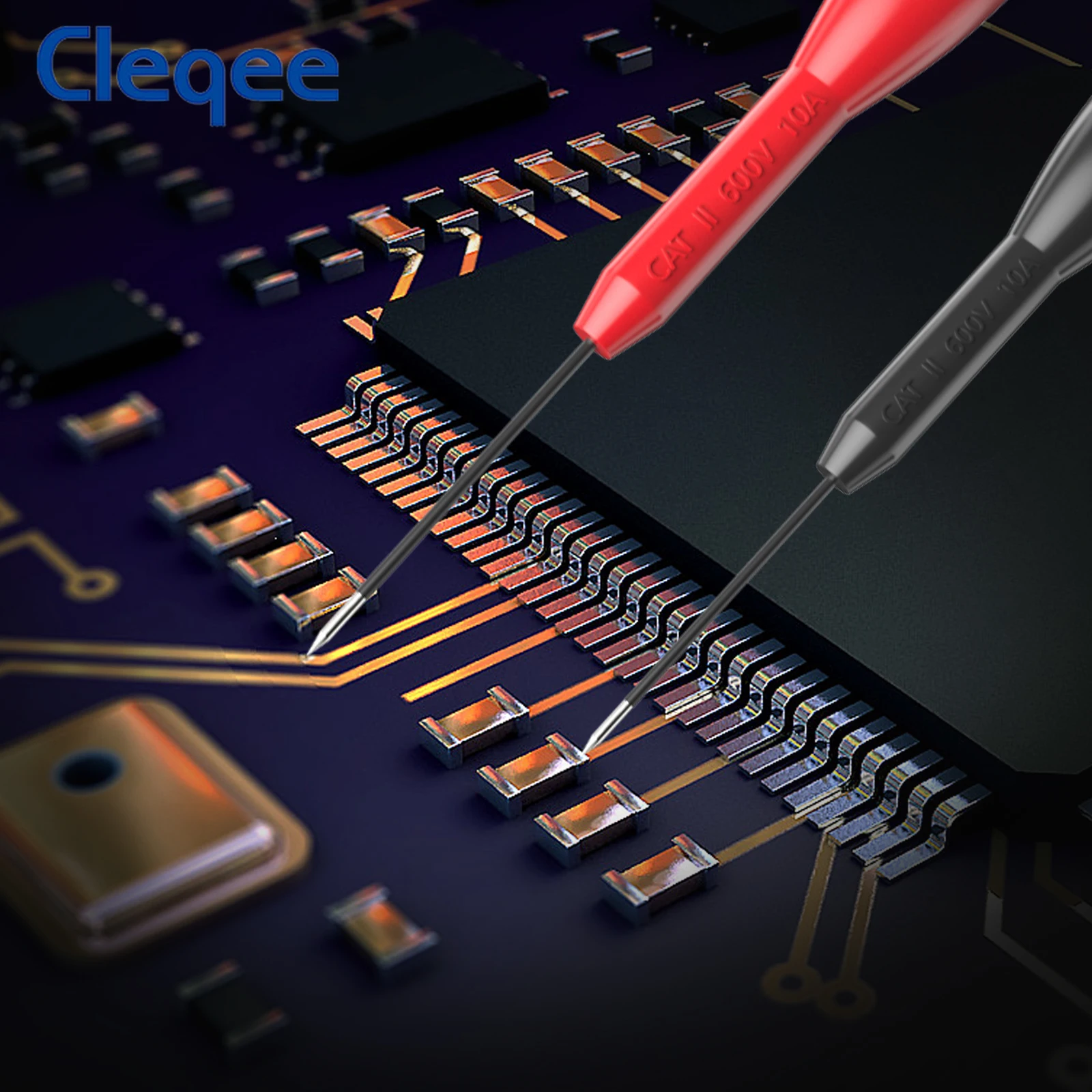 Cleqee P30038 10 шт. 1 мм изолированный длинный тестовый зонд с 2 разъемом мультиметр из