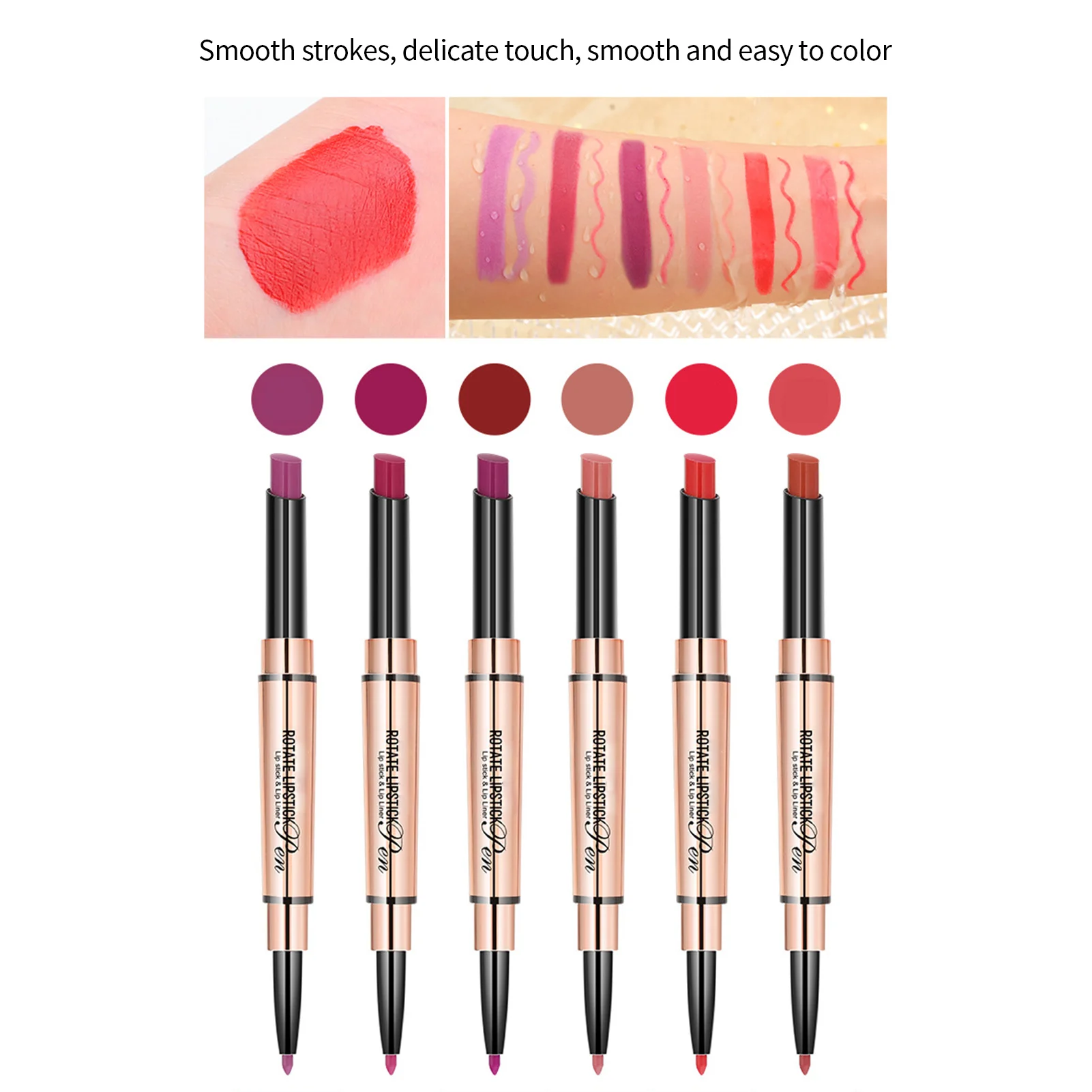 Матовая губная помада MISS ROSE 2 в 1 подводка для губ нюдовая макияжа водостойкая