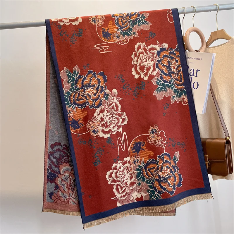 

Женский кашемировый шарф, зимний теплый шарф из пашмины, 2022, роскошное Брендовое плотное одеяло, Bufanda, шейный палантин, пончо, шарфы