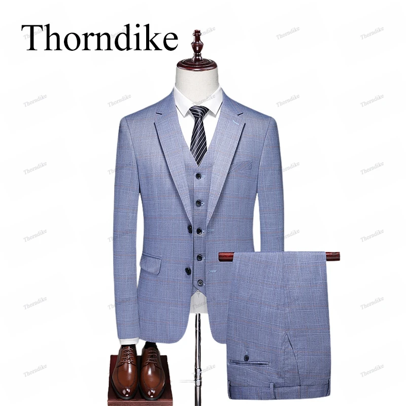 

Thorndike Csaual Wedding Suit Royal Solid Men Suit For Party Banquet Suit 3 Pieces Notch Lapel Costume Homme ( Jacket+Pants+Vest