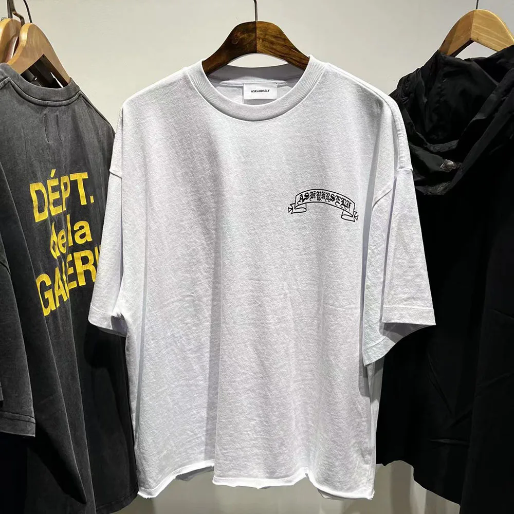 

1:1 Top Quality Askyurself Print Patchwork Oversized T-shirt Casual Cotton Tees Streetwear T Shirts Woman Clothes Men's Clothing