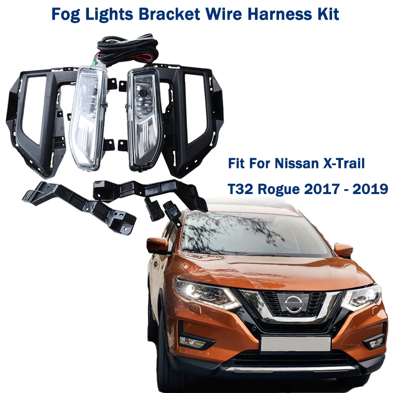 

Fog Light Assembly Foglights Bracket Wire Harness Kit Fit For Nissan X-Trail T32 Rogue 2017 2018 2019 Car Accessories