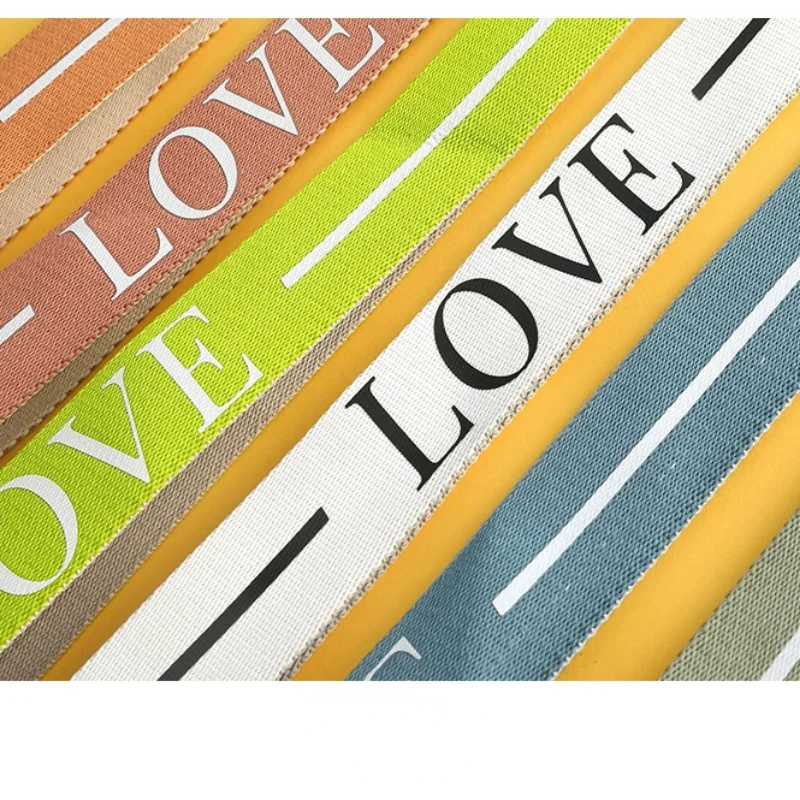 3.8cm Wide Women Fashion Shoulder Bag Strap Adjustable Replacement Messenger Purse Crossbody Belt Love Pattern Nylon Bag Parts