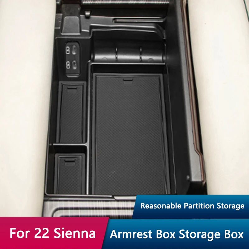 

QHCP ящик для хранения в подлокотнике автомобиля лоток для хранения поддонов подлокотник коробка перегородка центральная консоль органайзер для Toyota Sienna 2022 аксессуар