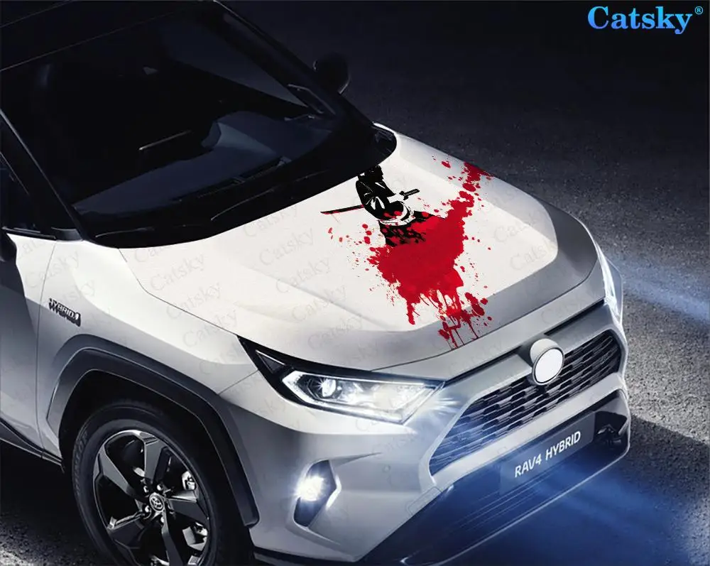 Японские виниловые Стикеры для капота автомобиля с принтом крови самурая пленка