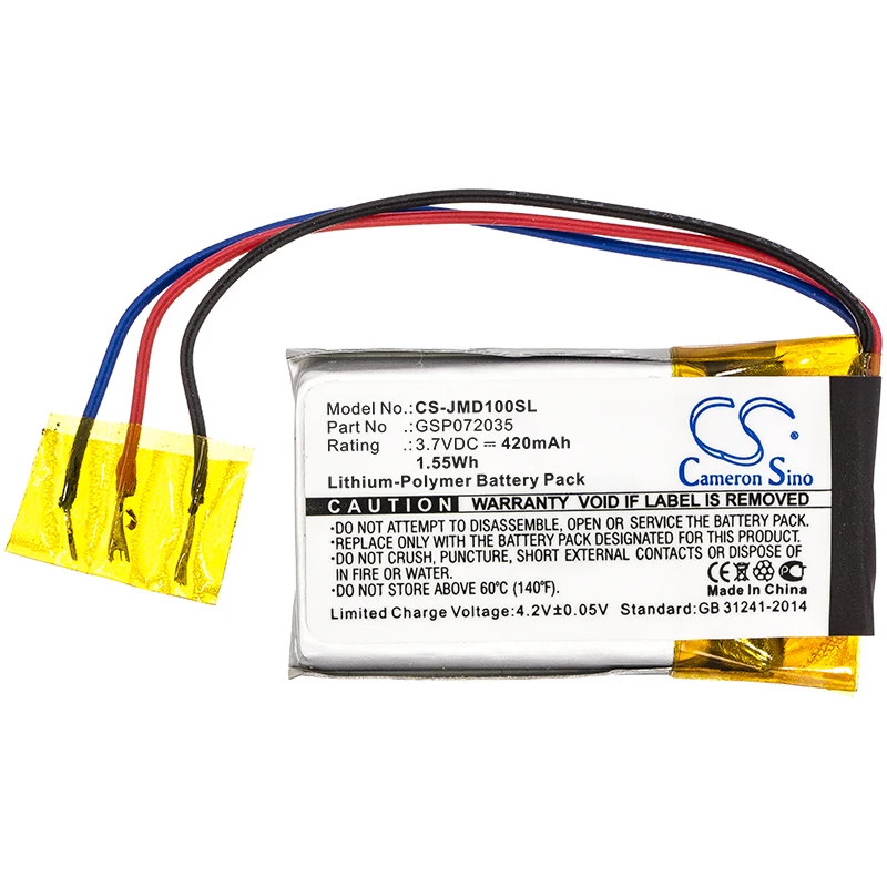 

CS 420mAh Battery For JBL GSP072035 JBL Go JBLGOBLK GO FF