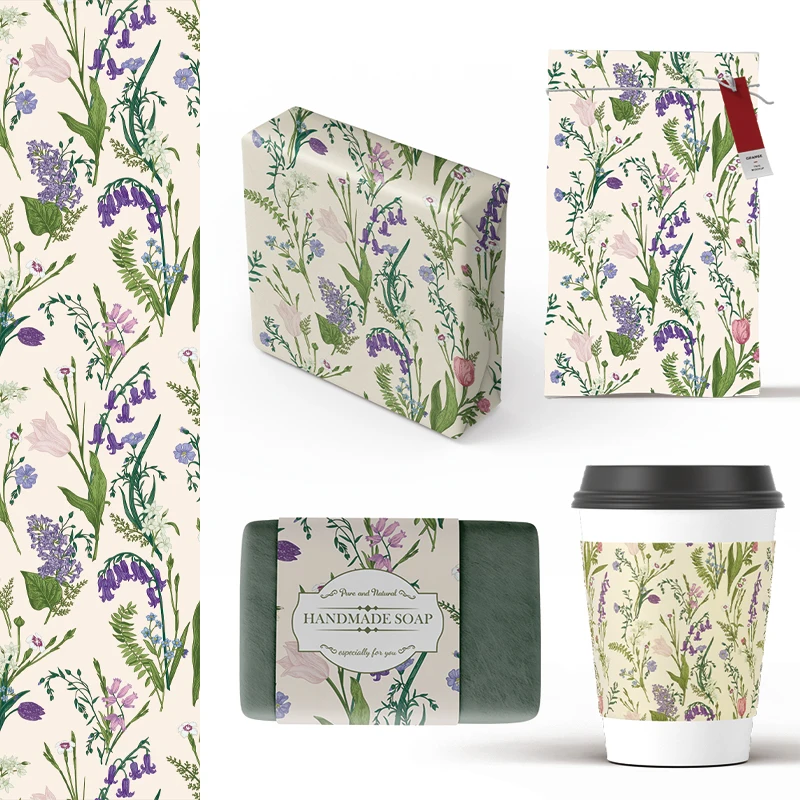 

Vintage Floral Printed Handmade Soap Wrapping Paper ECO Friendly Candy Wedding Paper Bags Gift Paper Free Shipping Items