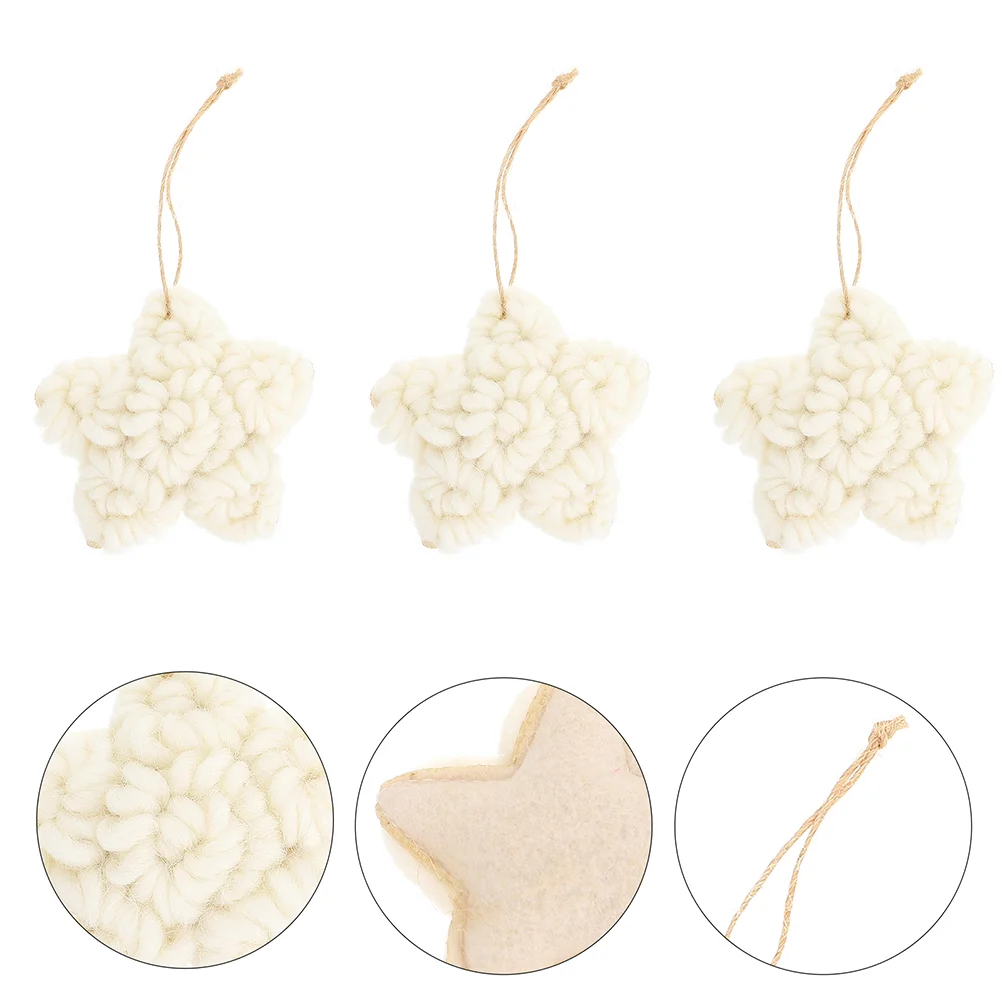 

6 Christmas Tree Ornaments 3D Star Hanging Pendant Christmas on Patch Gift for Party Home Shop Supplies White