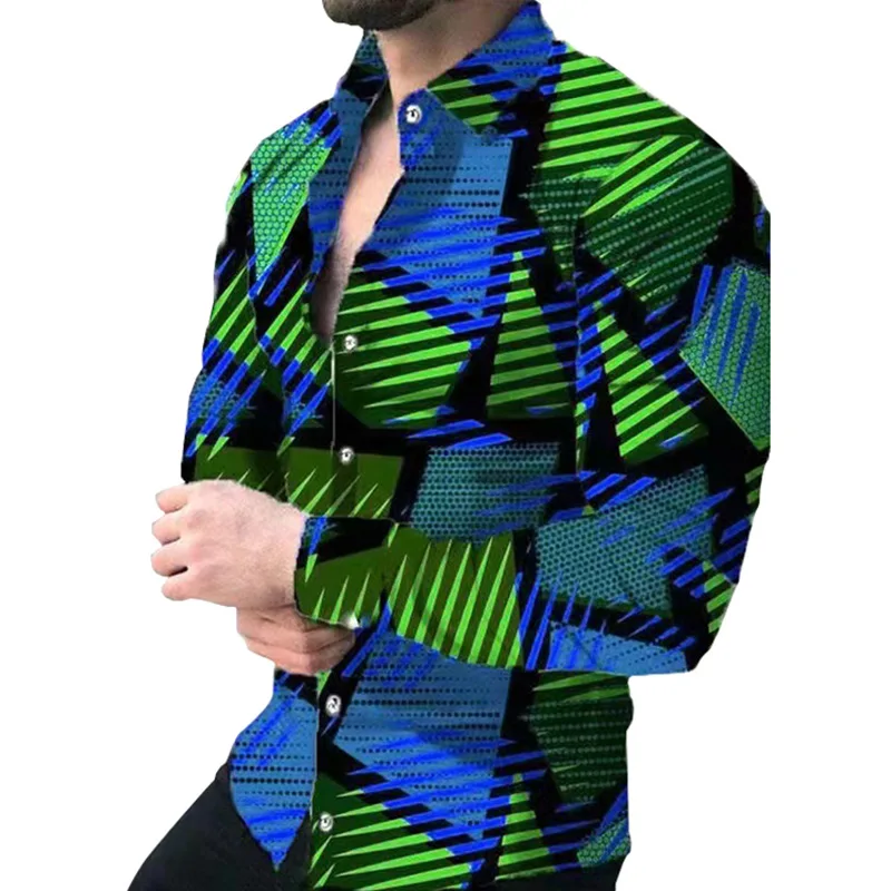 Men Lapel Long Sleeve Print Shirts for Mens Social Luxury Man Designer Clothes Hawaiian Fashionable Elegant Classic Fashion