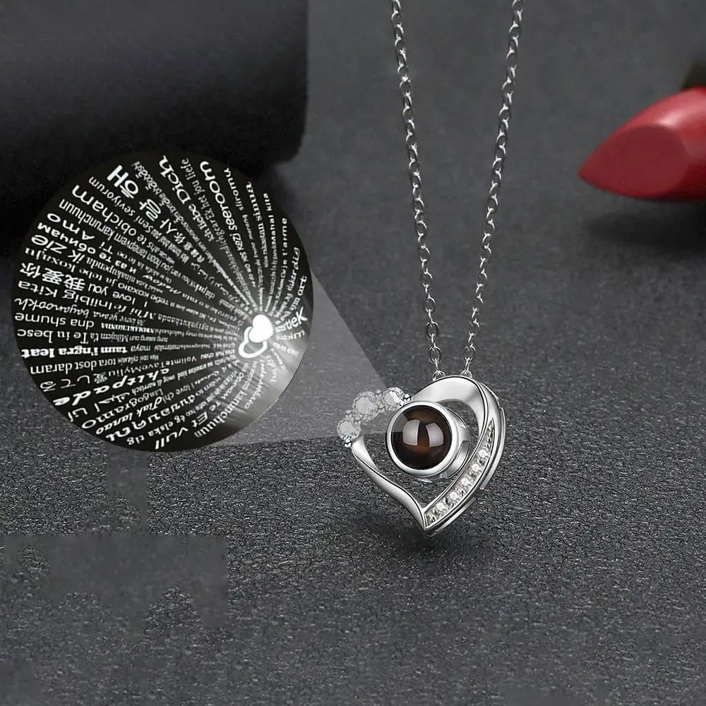 Ожерелье С Любовью Проектор Я Люблю Тебя В 100-м Языках Медная Подвеска Титановая