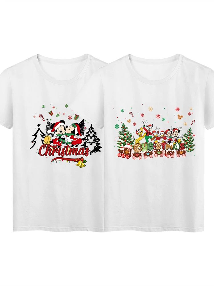 2pcs / lot Disney Mouse Mickey Minnie Merry Christmas T Shirt for Family Lovers T-shirt Gift Clothes Funny Graphic Tshirts