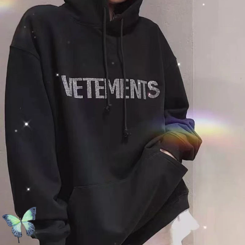 

Vetements Hoodie Sweatshirt Hot Drill Diamond Oversize Men's Women's Pullovers Hoody