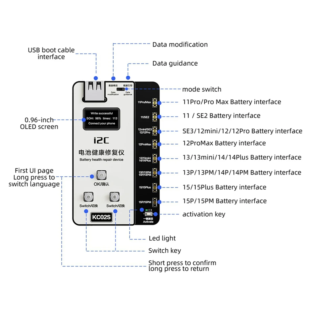 Устройство для ремонта батареи KC02S iPhone 11-15PM