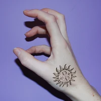 temporary tattoo stickers sexy black sun moon cloud totem fake tatto waterproof tatoo neck arm belly small size for women men