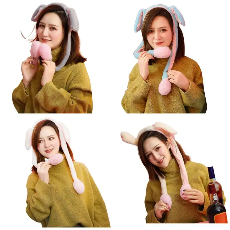 

Unisex Winter Plush Headband Moving Rabbit Ears Ear Warmer Ha Drop Shipping
