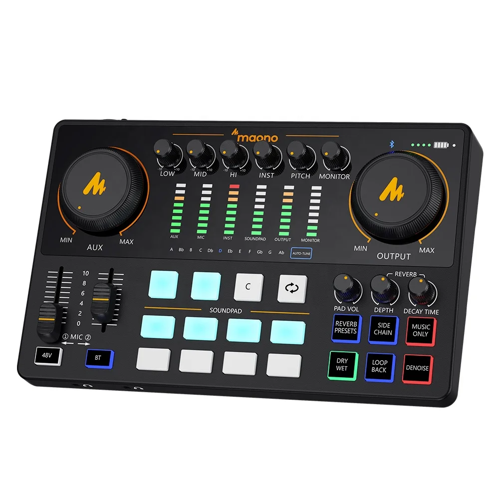 

Maono Podcast Equipment Bundle Studio Sound Card Microphone for Professional Music Production o Interface Live Stream Mixers