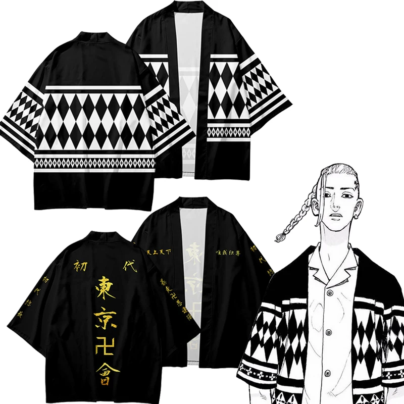 

Anime Tokyo Revengers Ryuguji Ken Sano Manjiro Cosplay Cloaks Haori Tokyo Manji Gang Draken Kimono Short Sleeve Tee Men Women