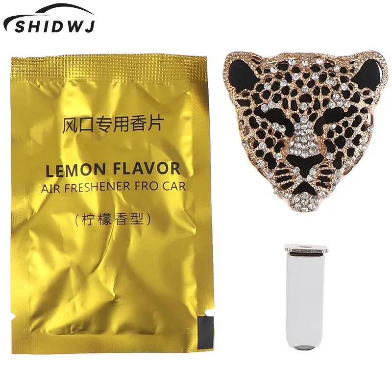 

1set Car Air Freshener In Auto Interior Decor Aroma Vent Clip Leopard Solid Perfume Silver Golden LeopardCar 5*5cm High Quality
