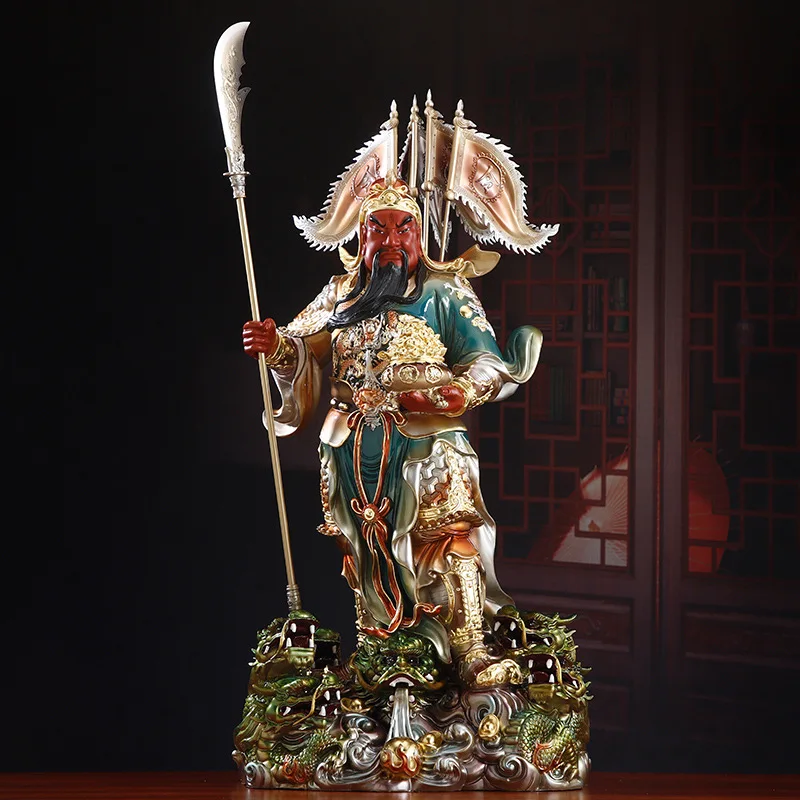 Латунные украшения Гуань Гун Гостиная Магазин Поклонение Статуя У Багатство Ю