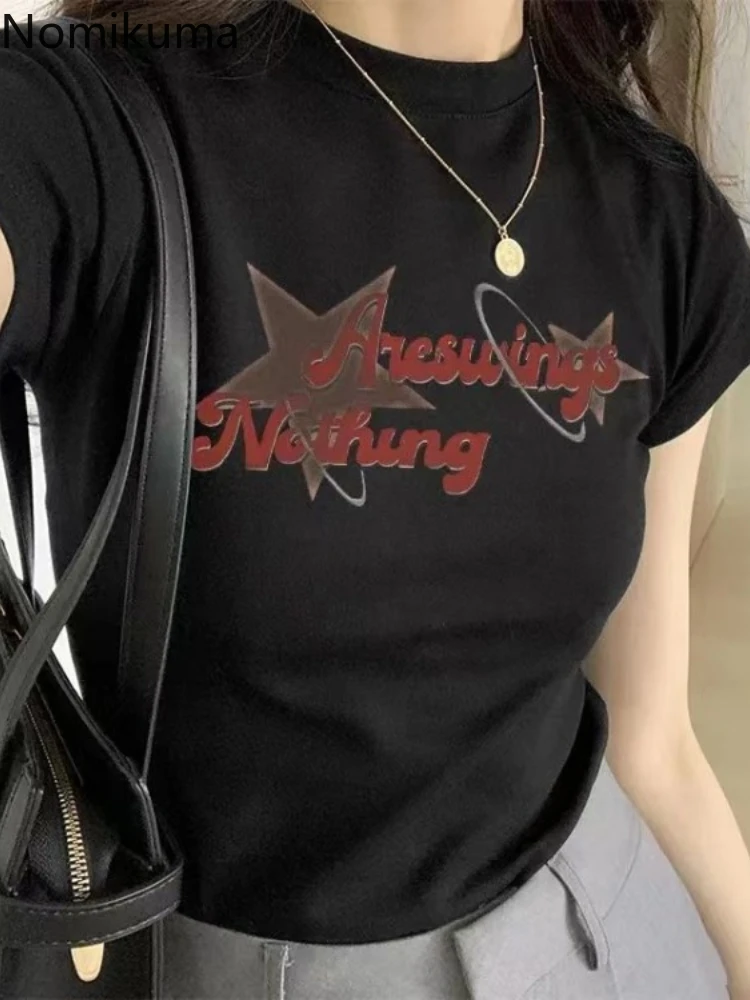 Женская хлопковая футболка с коротким рукавом круглым вырезом и принтом