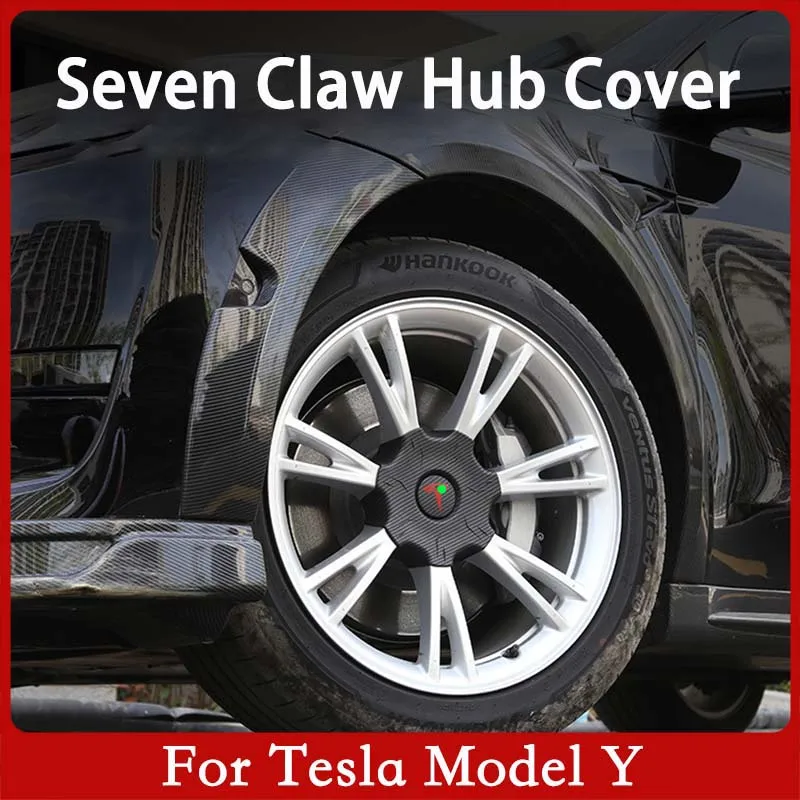 

Seven Claw Wheel Center Caps Hub Cover for Tesla Model Y Lug Nut Covers Model Y Hubcaps Car Decoration Modification 2017-2021