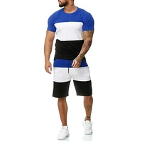 new mens sports suit t shirt solid color casual plus size tracksuit man summer clothing streetwear male shorts two piece sets